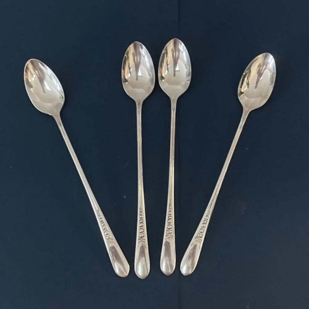 Wm Rogers Original Rogers Iced Tea Spoons Priscilla Lady Ann Pattern Silverplate